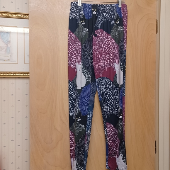 Lily Firmiana Colorful Cat Leggings Abstract Boho L XL - Picture 2 of 7